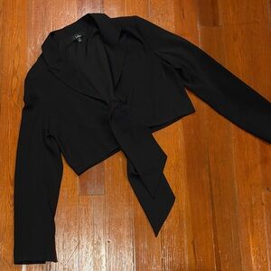 Lulu's Black Tie-Front Cropped Blazer